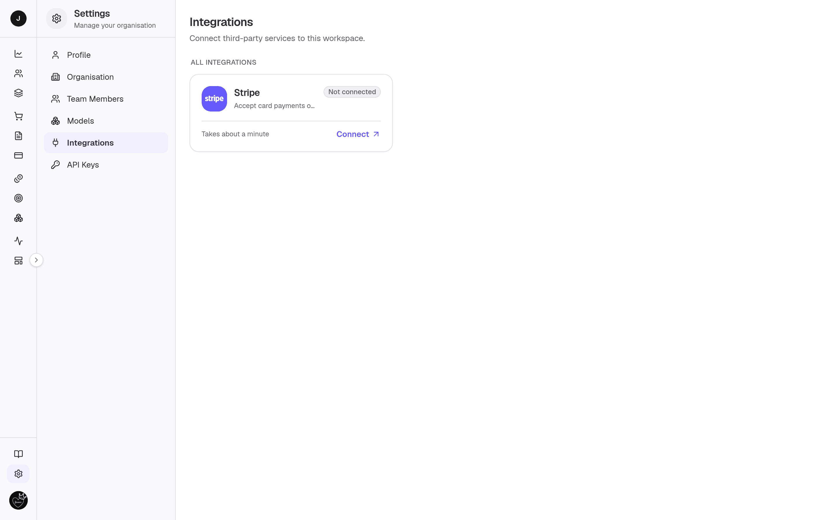 Integrations — the grid of provider cards split into Connected and Available with their status badges. (Authenticated screen — sign in at payments.clocknext.com to view.)